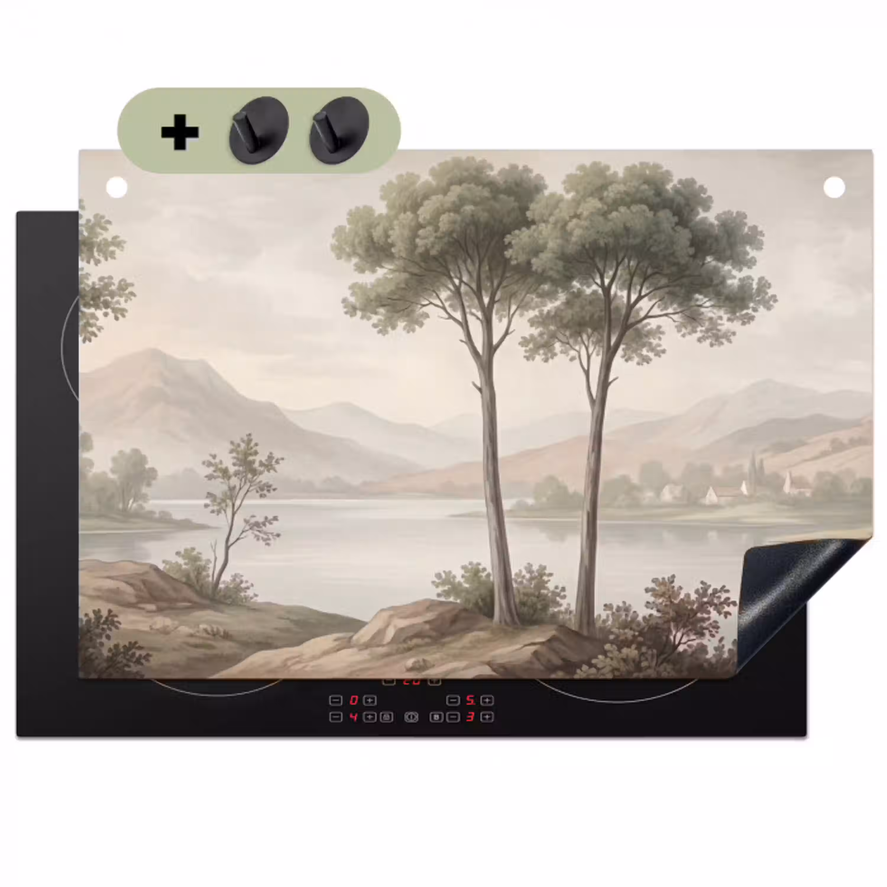Bomen - Meer - Bergen - Illustratie Inductie beschemer met haakjes klein -3d