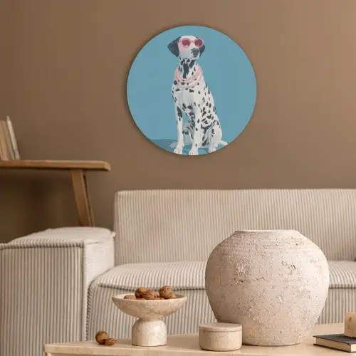 Dalmatiër - Zonnebril - Blauw Akoestische PET Vilt - Rond klein -sfeer1