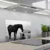 Paard - Auto - Zwart - Wit keuken achterwand spatscherm klein -3d_schuin