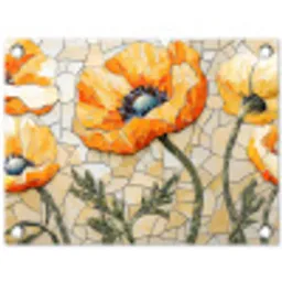 Klaprozen - Oranje - Mozaïek - Bladeren tuinposter los doek klein -3d