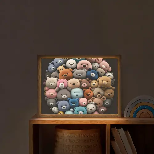 Teddybeer - Knuffel - Dieren - Meisjes - Jongens Light Box met batterij (Wandlamp kind) middel -sfeer1_kind
