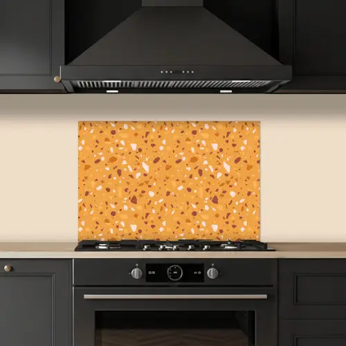 Terrazzo -  Patroon - Okergeel keuken achterwand spatscherm klein 900 -sfeer1