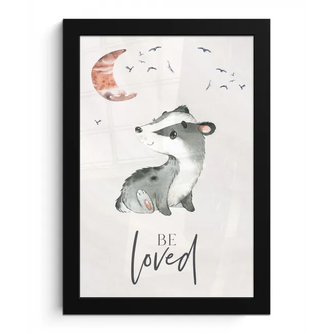 Quotes - Be loved - Spreuken - Kind - Jongens - Meisjes - Waterverf fotolijst zwart zonder passe partout klein -3d