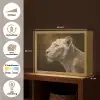 Leeuwin - Bloemen - Wit - Goud Light Box met batterij (Wandlamp) middel -USP_websiteoverzichtNL