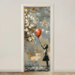 Boom - Graffiti - Banksy Style - Balloon Girl deurposter klein -3d_beige