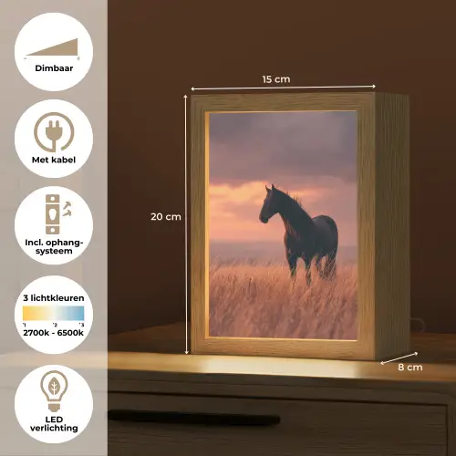 Paard - Wolken - Open veld Light Box met kabel (Tafellamp) klein -USP_NL