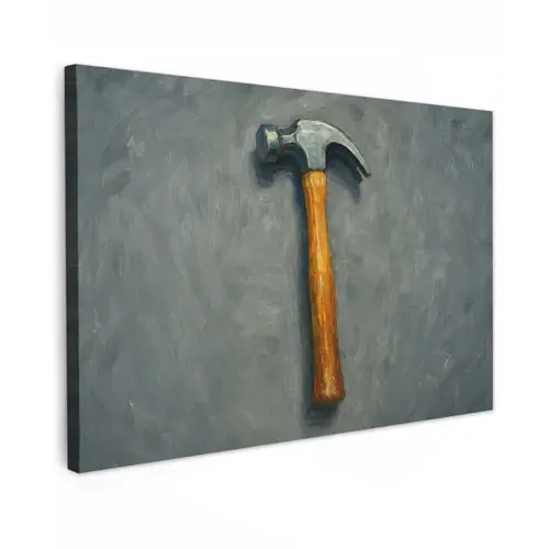 Hamer - Schilderij - Gereedschap Tuinposter op houten frame 2 cm dik klein -3d