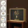 Goudbruine - Bladeren - Vaas - Herfstachtig Light Box met batterij (Wandlamp) middel -USP_websiteoverzichtNL