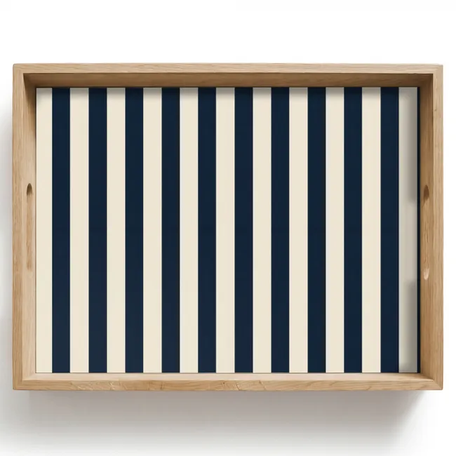 Tablett - Vertikale Streifen - Blau - Creme