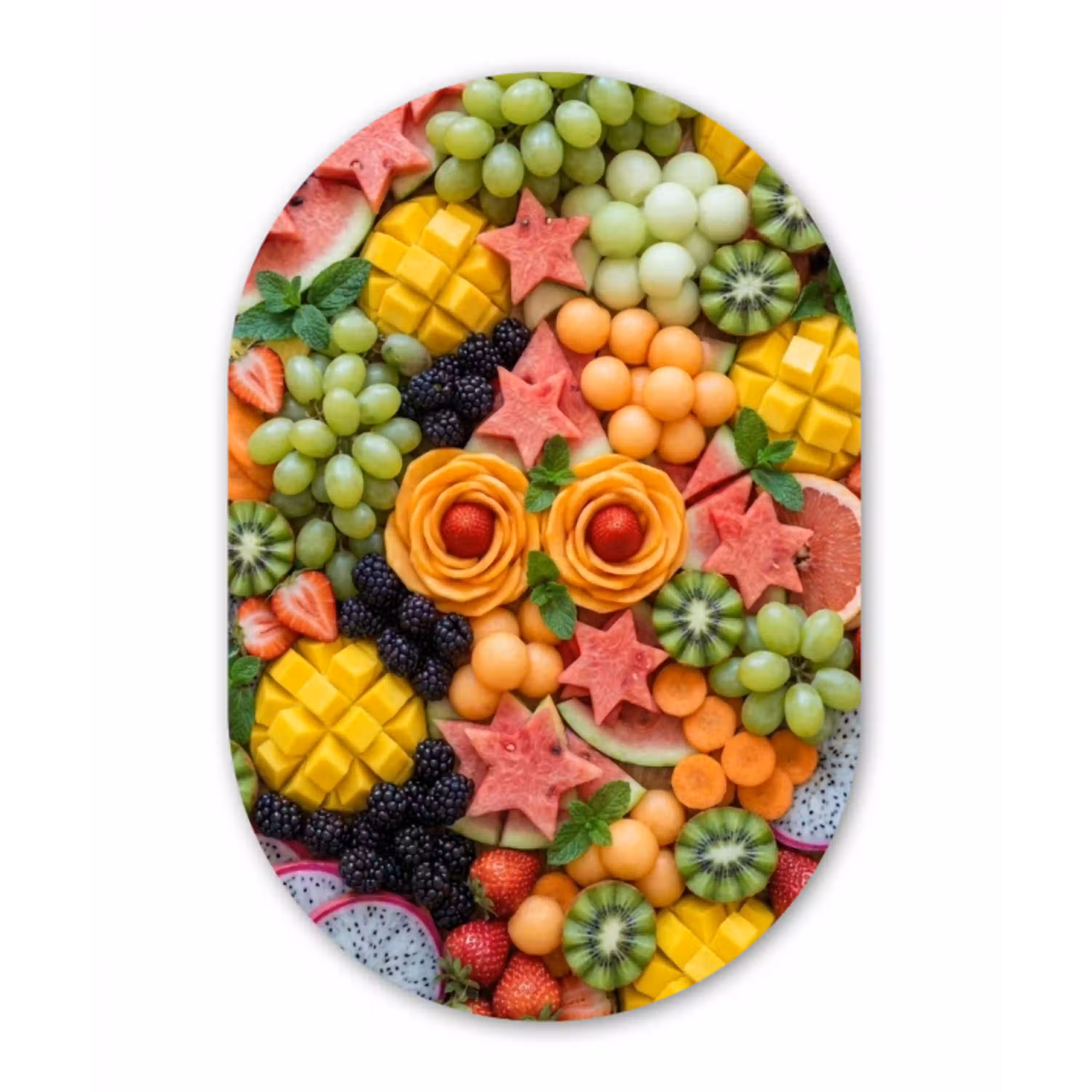 Fruit - Variatie - Kleurrijk - Vers - Eten Wandcirkel Ovaal Forex klein -3d