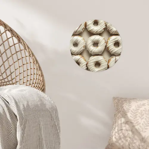 Donuts - Chocolade - Wit - Beige Wandcirkel behangsticker klein -sfeer4