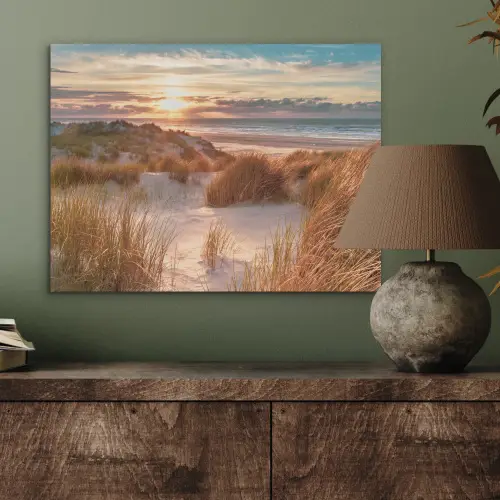 Duin - Planten - Zonsondergang - Strand - Zee PET vilt klein -sfeer2