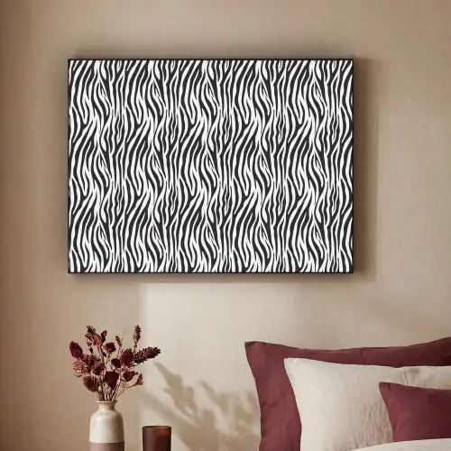 Zwart - Wit - Zebra - Patroon Textielframe zwart klein 947 -sfeer1