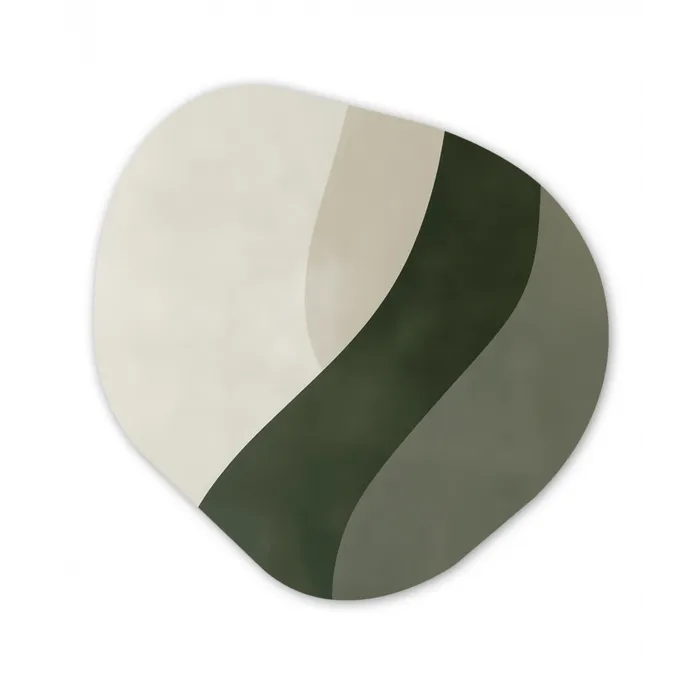Japandi - Groen - Abstract - Modern Wandcirkel Organisch Plexiglas middel -3d