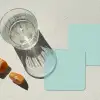Turquoise - Patroon - Lijnen onderzetter kurk middel 366 -sfeer4