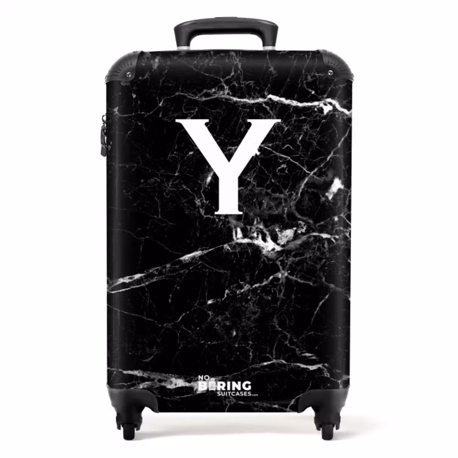 Suitcase - Letter Y - Marble - Black - Marble look
