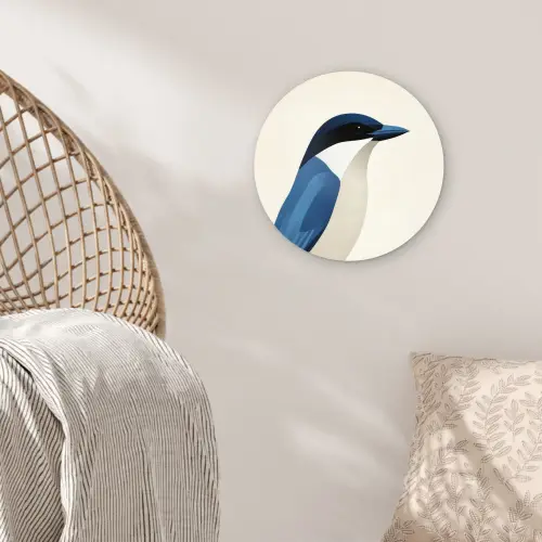 Illustratie - Blauw - Vogel Wandcirkel kunststof plaat 5mm dik klein -sfeer5