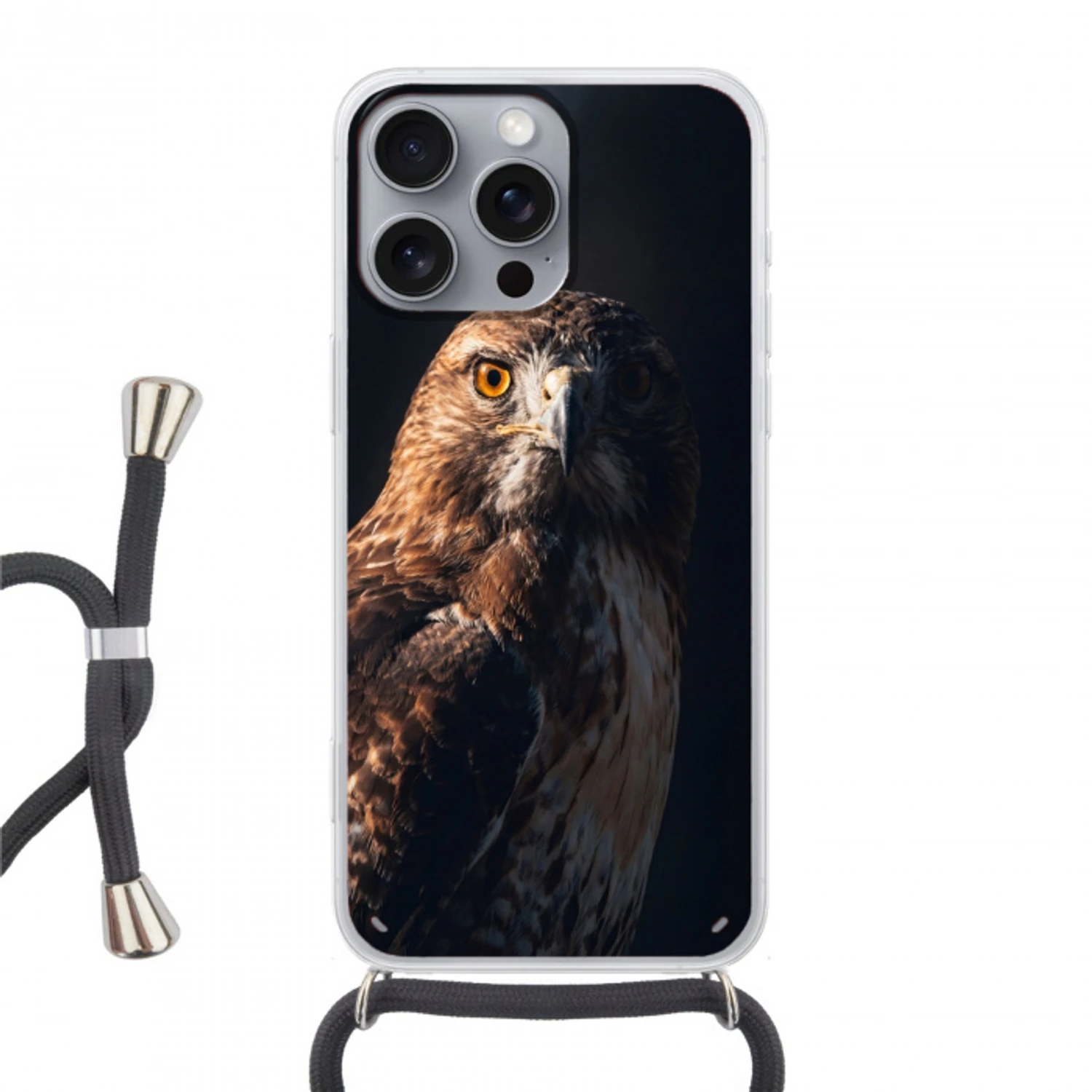 Roofvogel - Buizerd - Bruin Hoesje iPhone 16 Pro Max met koord klein -3d