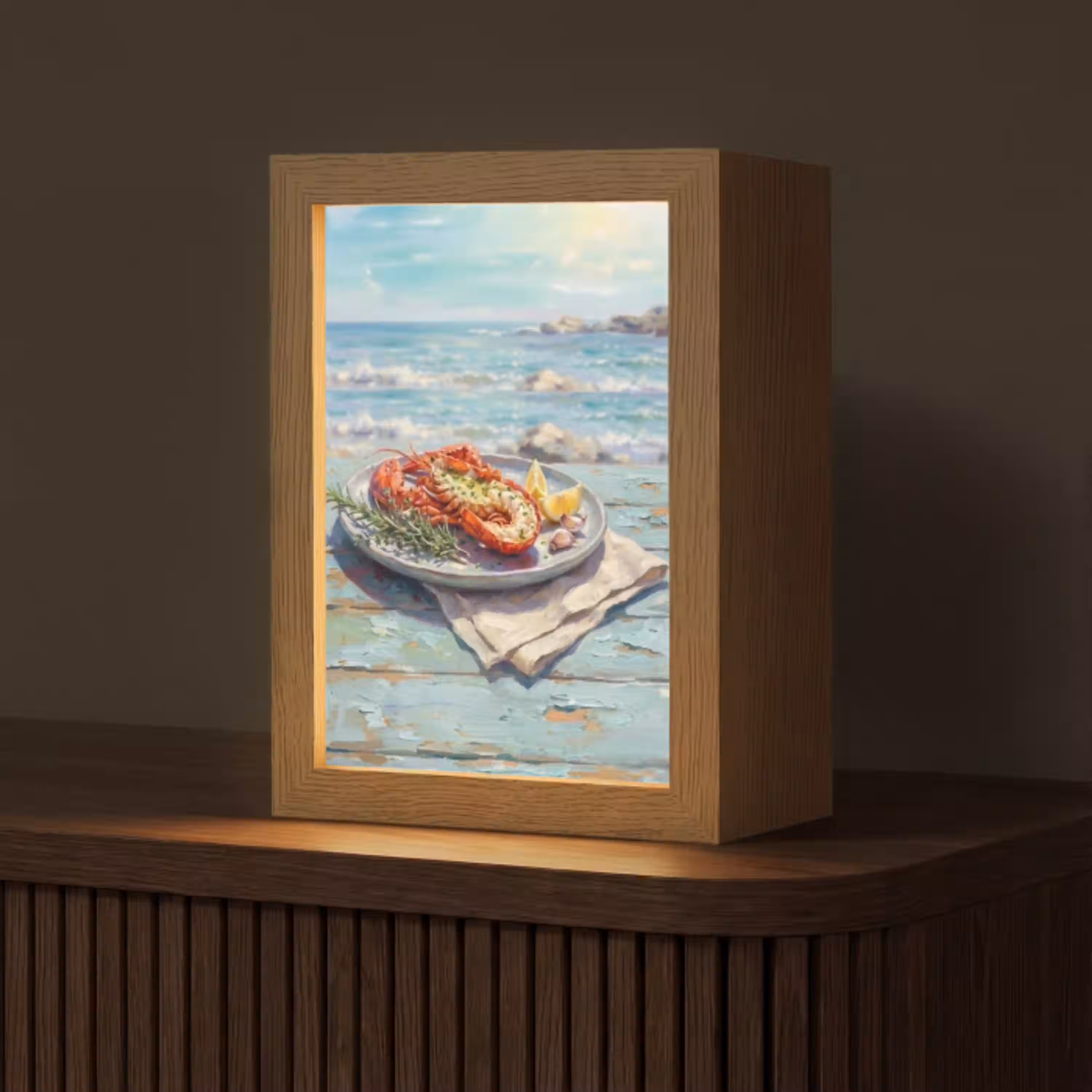 Eten - Zee - Kust - Modern - Blauw Light Box met kabel (Tafellamp) klein -z3d_website