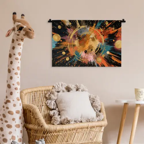 Explosie - Verfstructuur - Goud - Abstract Wandkleed katoen klein -wsfeer5_kind