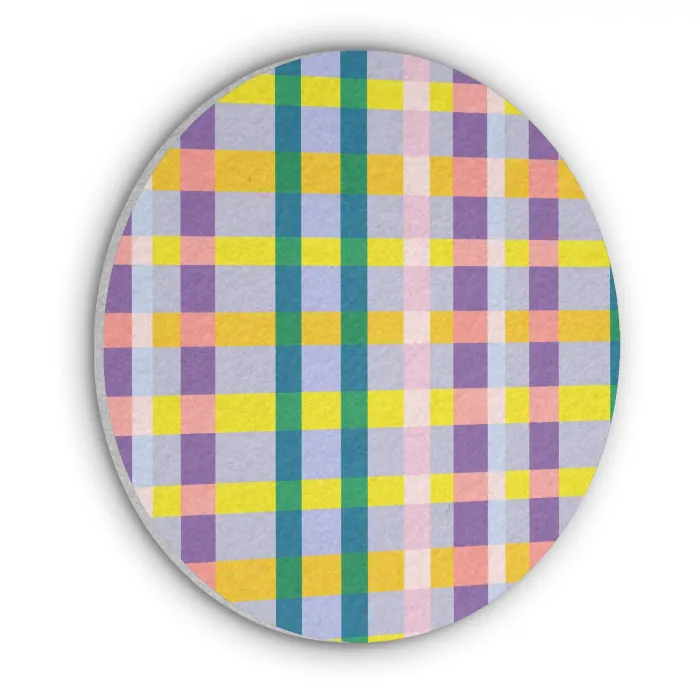 Ruit - Patroon - Kleurrijk Akoestische PET Vilt - Rond klein 838 -3d