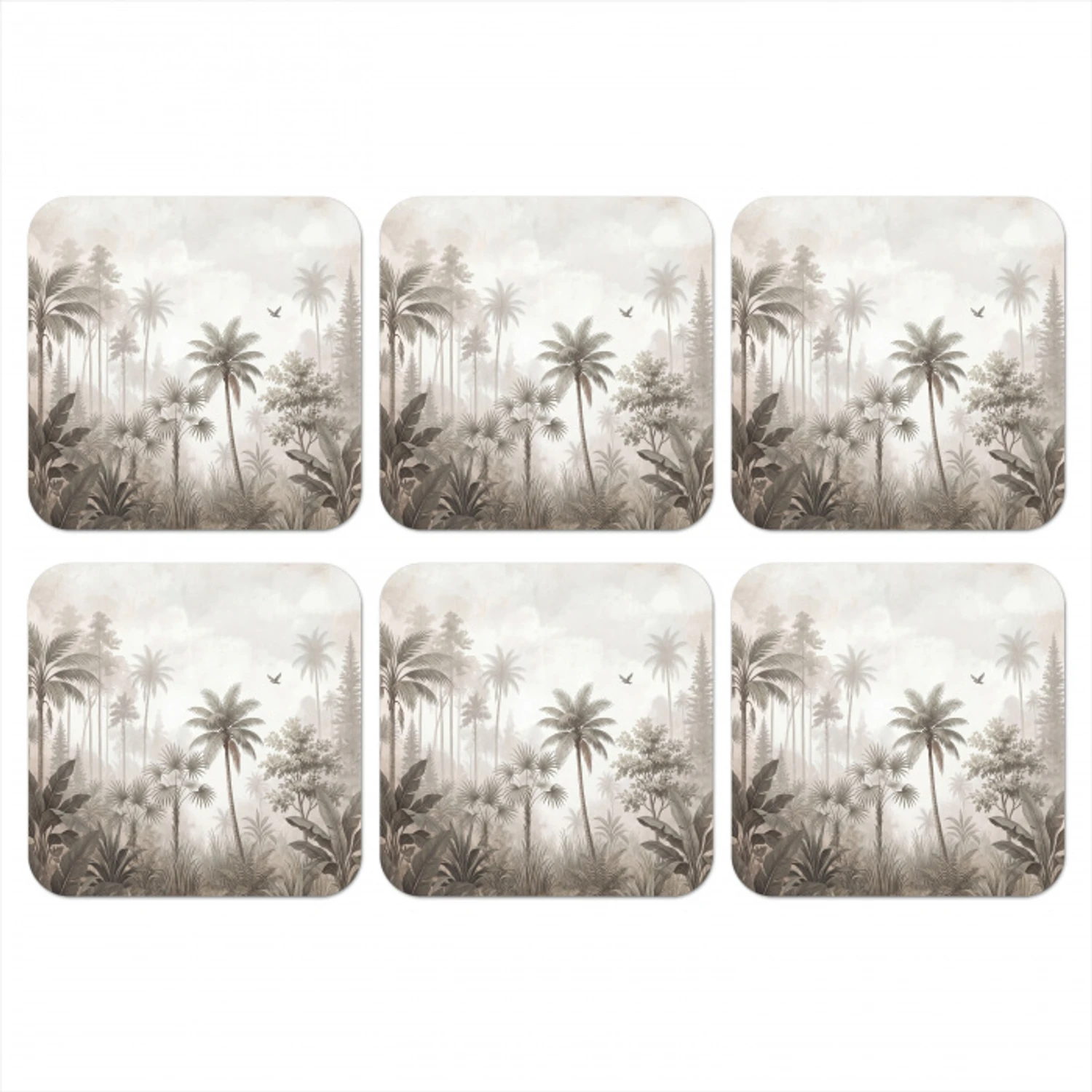 Jungle - Palmbomen - Natuur onderzetter kurk middel -3d