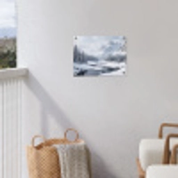 Sneeuwlandschap - Bergen - Rivier - Winter tuinposter los doek klein -sfeer8