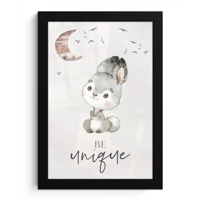 Quotes - Kinderen - Be unique - Jongens - Meisjes - Waterverf fotolijst zwart zonder passe partout klein -3d