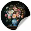 Roze - Bloemen - Vaas - Kleuren Wandcirkel behangsticker klein -3d