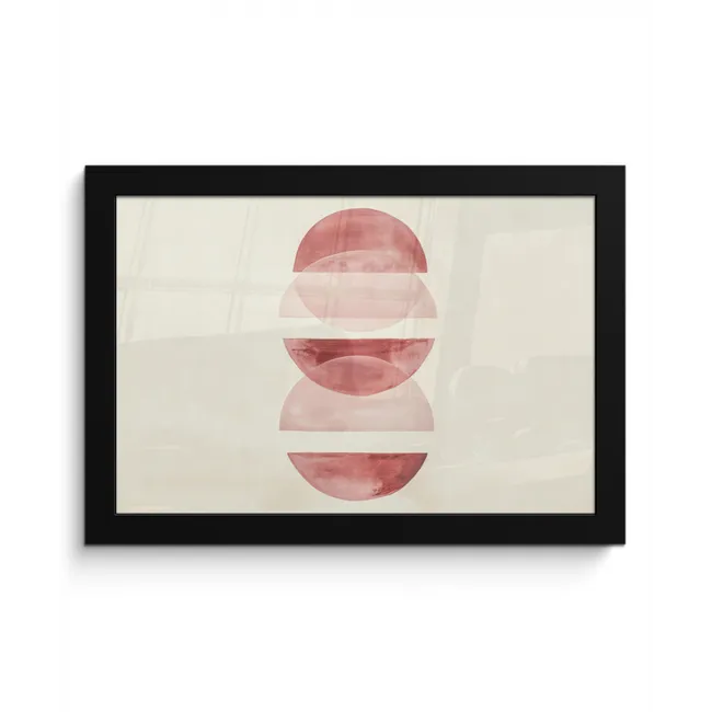 Minimalistisch - Cirkels - Roze fotolijst zwart zonder passe partout klein -3d