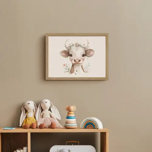 Koe - Bohemian - Kalfje - Bloemen Light Box met batterij (Wandlamp kind) middel -sfeer2_kind