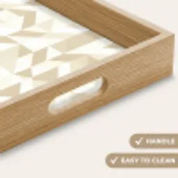Modern - Abstract - Beige Dienblad Rechthoek middel 911 -USP_HandgreepEN
