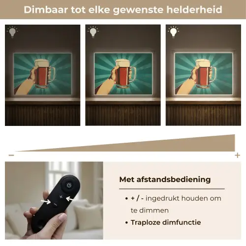 Bierglas - Schuim - Retro - Groen Light Box met batterij (Wandlamp) middel -USP_dimbaarNL
