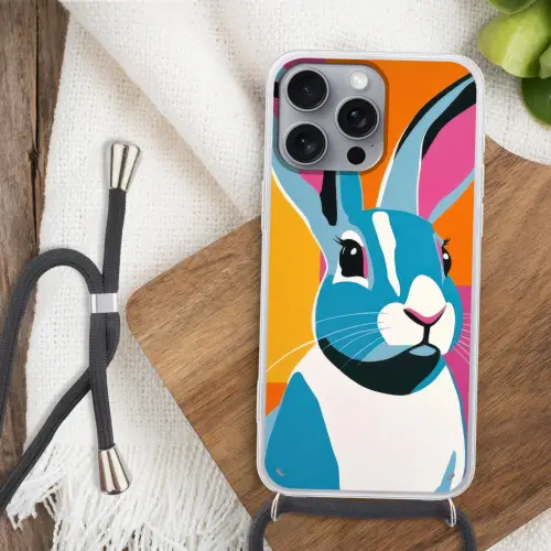 Haas - Kleurvakken - Oren - Roze Hoesje iPhone 16 Pro Max met koord klein -sfeer4