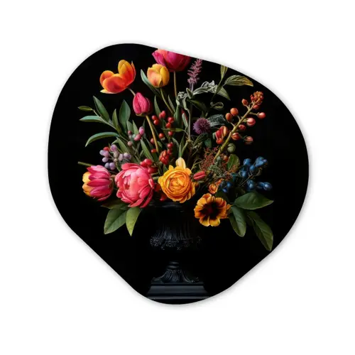 Tulpen - Bessen - Boeket - Vaas Wandcirkel Organisch Forex 3mm klein -3d