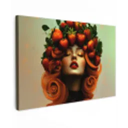 Vrouw - Aardbeien - Kroon Tuinposter op houten frame 2 cm dik klein -3d