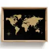 Wereldkaart - Beige - Zwart Dienblad Rechthoek middel -z3d_shopping