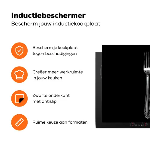 Vork - Mes - Zilver Inductie beschermer vinyl 3mm klein -zzzzzzz-td-ups