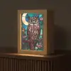 Uil - Mozaïek - Maan - Nacht Light Box met kabel (Tafellamp) klein -z3d_website