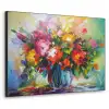 Bloemen - Kleurrijk - Bloempot - Olieverf Textielframe zwart klein -3d