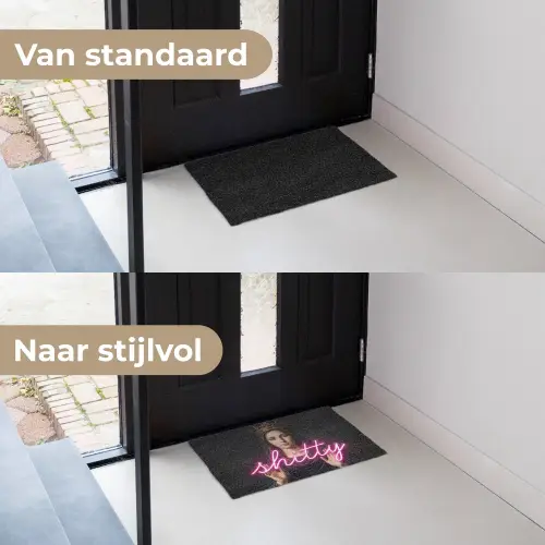 Ironisch - Tekst - Neon Deurmat klein -voor-na_NL