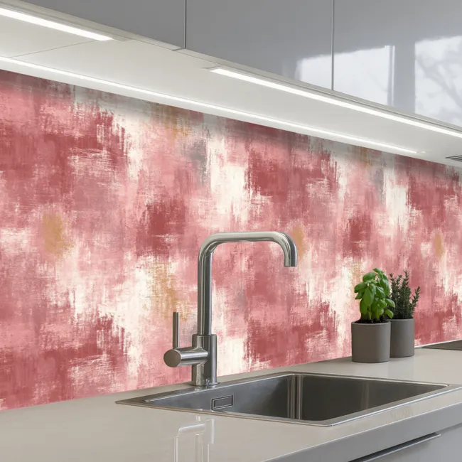 Penseelstrepen - Verweerd - Roze keuken achterwand 2 middel 871 -3d_schuin