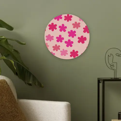 Bloemen - Patroon - Roze Akoestische PET Vilt - Rond klein -sfeer2