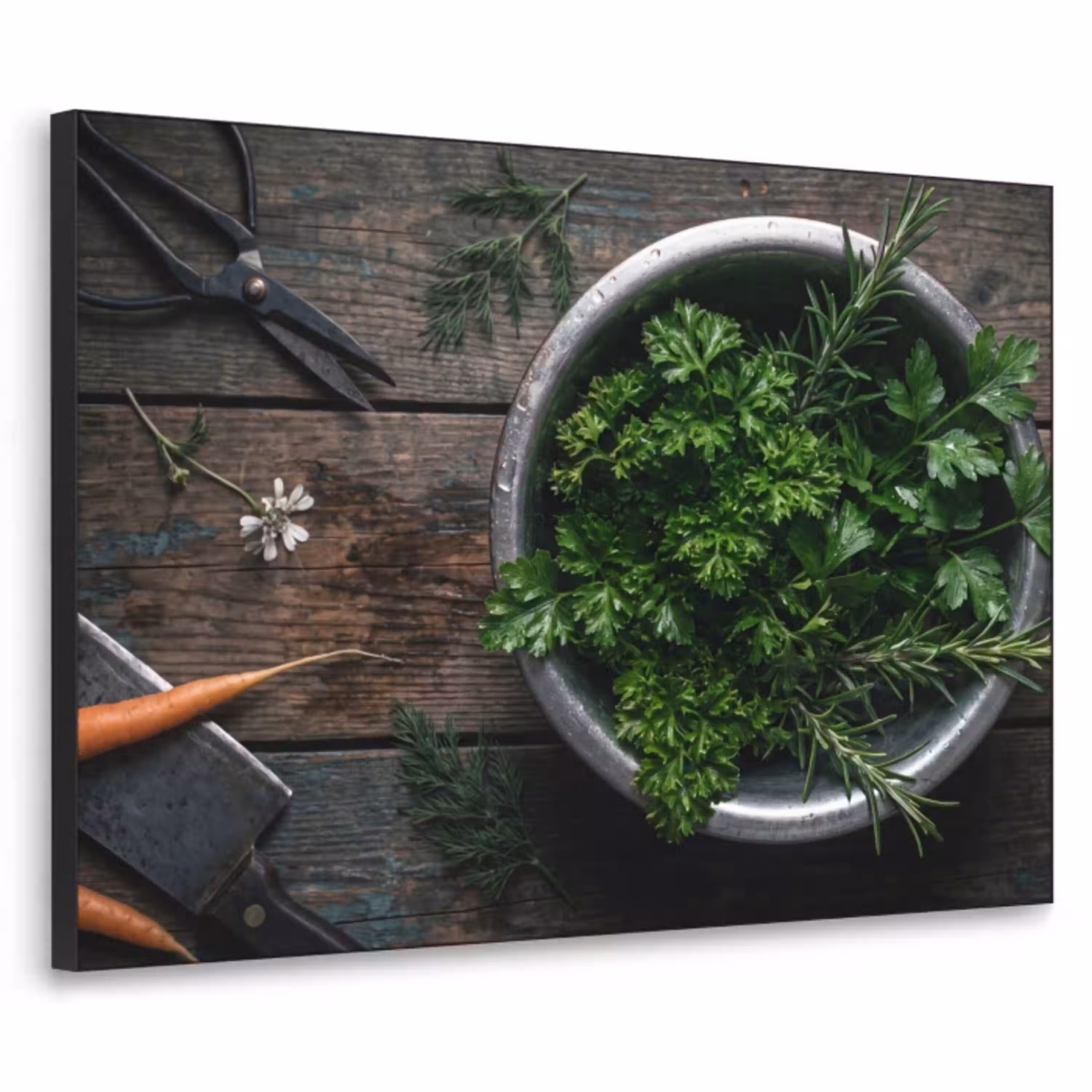 Groenten - Hout - Eten Textielframe zwart klein -3d