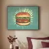 Hamburger - Illustratie - Sla - Kaas Textielframe zwart klein -sfeer1