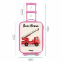 Brandweerwagen - Getekend - Rood Kinderkoffer - Roze klein -productfoto_formaten