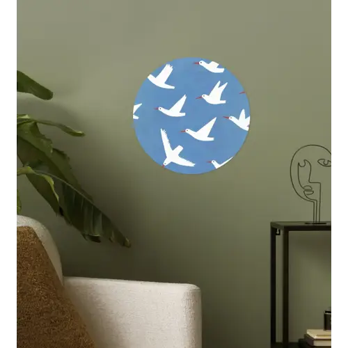 Vogels - Wit - Patroon Wandcirkel behangsticker klein -sfeer2