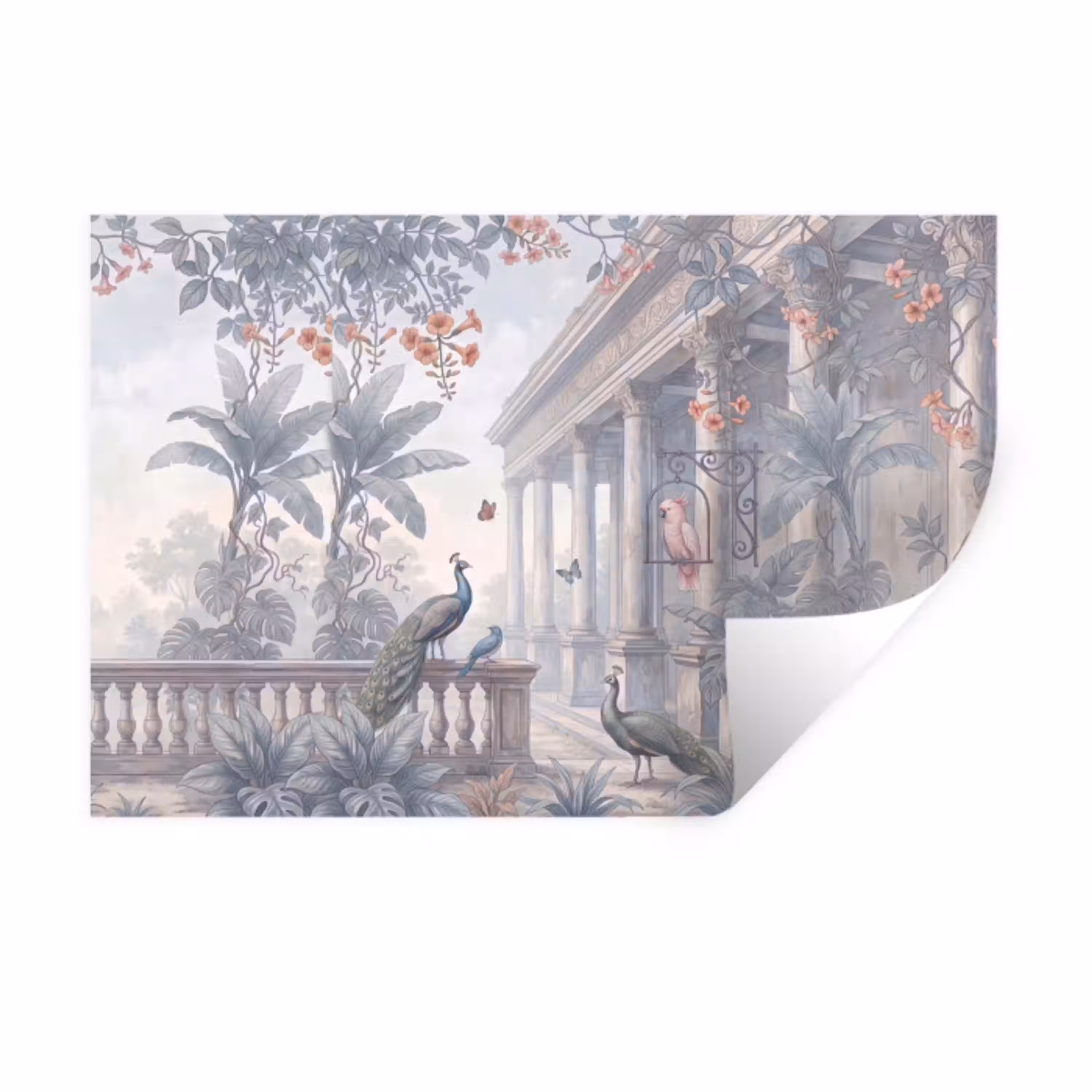 Vogel - Pauw - Architectuur - Klassiek - Groen Muursticker klein -3d
