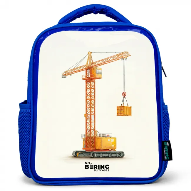 Kids' Backpacks Blue -. Tower Crane - Signed - Orange