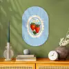 Aardbeien - Lijst - Rood - Geruit Wandcirkel Ovaal Forex klein -sfeer2